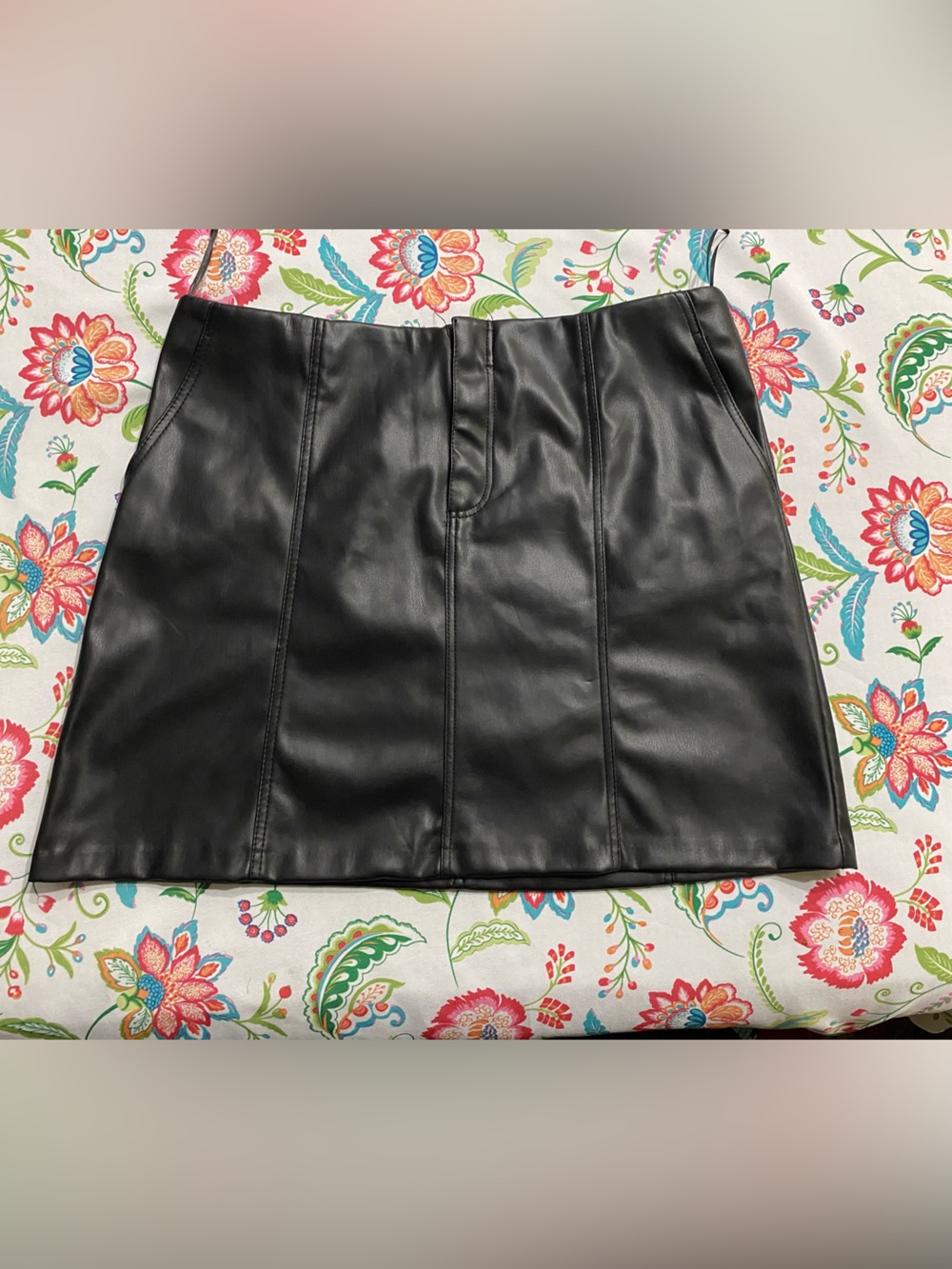 Zara Black Faux Leather Mini Skirt